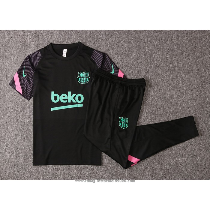 Tuta da Track FC Barcellona Manica Corta 2020 2021 Nero
